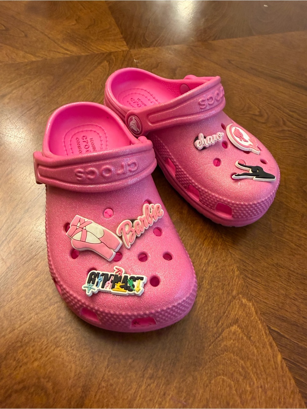 CROCS Kids' Pink Clog Sandals with Decorative Charms - Picture 2 of 6